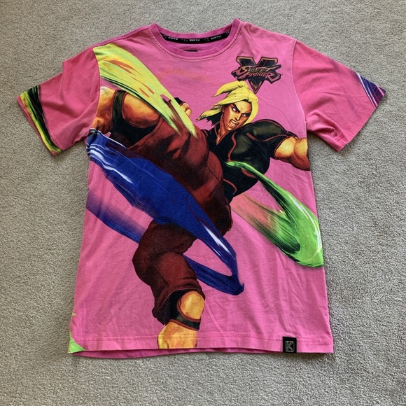 De-Kryptic Street Fighter Ken T Shirt Mens S Vintage Capcom Pink - Picture 1 of 6